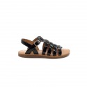 Nu-Pieds Fille Pom D'Api Plagette Strap Vernis Noir