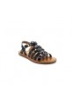 Nu-Pieds Fille Pom D'Api Plagette Strap Vernis Noir