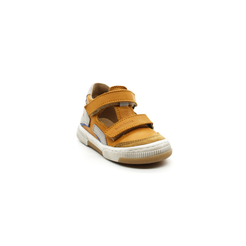 chaussures premiers pas bebe garcon bicolores en cuir suede brun bebe