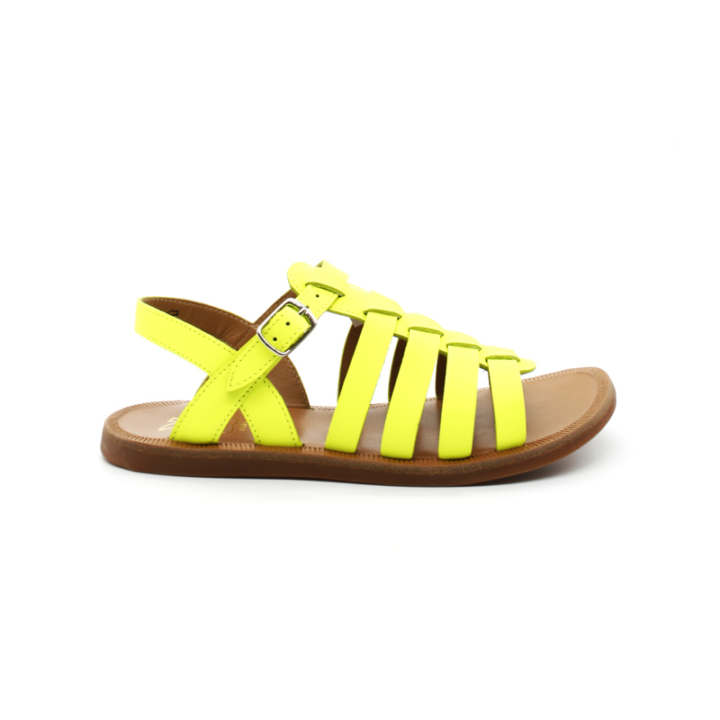 Nu-Pieds Fille Pom D'Api Plagette Strap Fluo