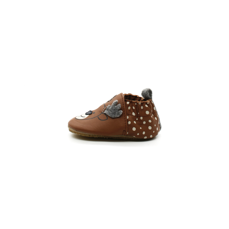 Chaussons Cuir Souple Bébé FIlle Robeez Chic Et Smart Rose - PitShoes