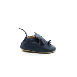 Chaussons Bébé Cuir Souple Easy Peasy Blublu Mouse Bleu