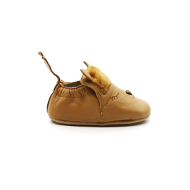 Chaussons Cuir Souple Bébé Easy Peasy Blublu Alpaga Marron