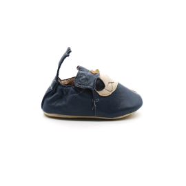 Chaussons Cuir Souple Bébé Easy Peasy Blublu Chien Bleu