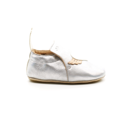 Chaussons Cuir Souple Bébé Easy Peasy Blublu Aile Argent